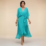Vestido Celeste Chiffon Fluido