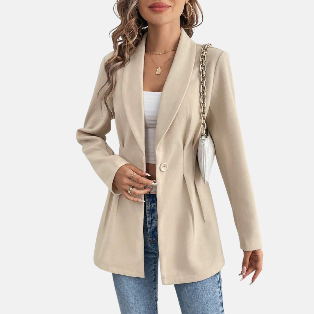 Lúcia | Blazer longo de botão único, perfeito para adicionar elegância ao seu guarda-roupa.