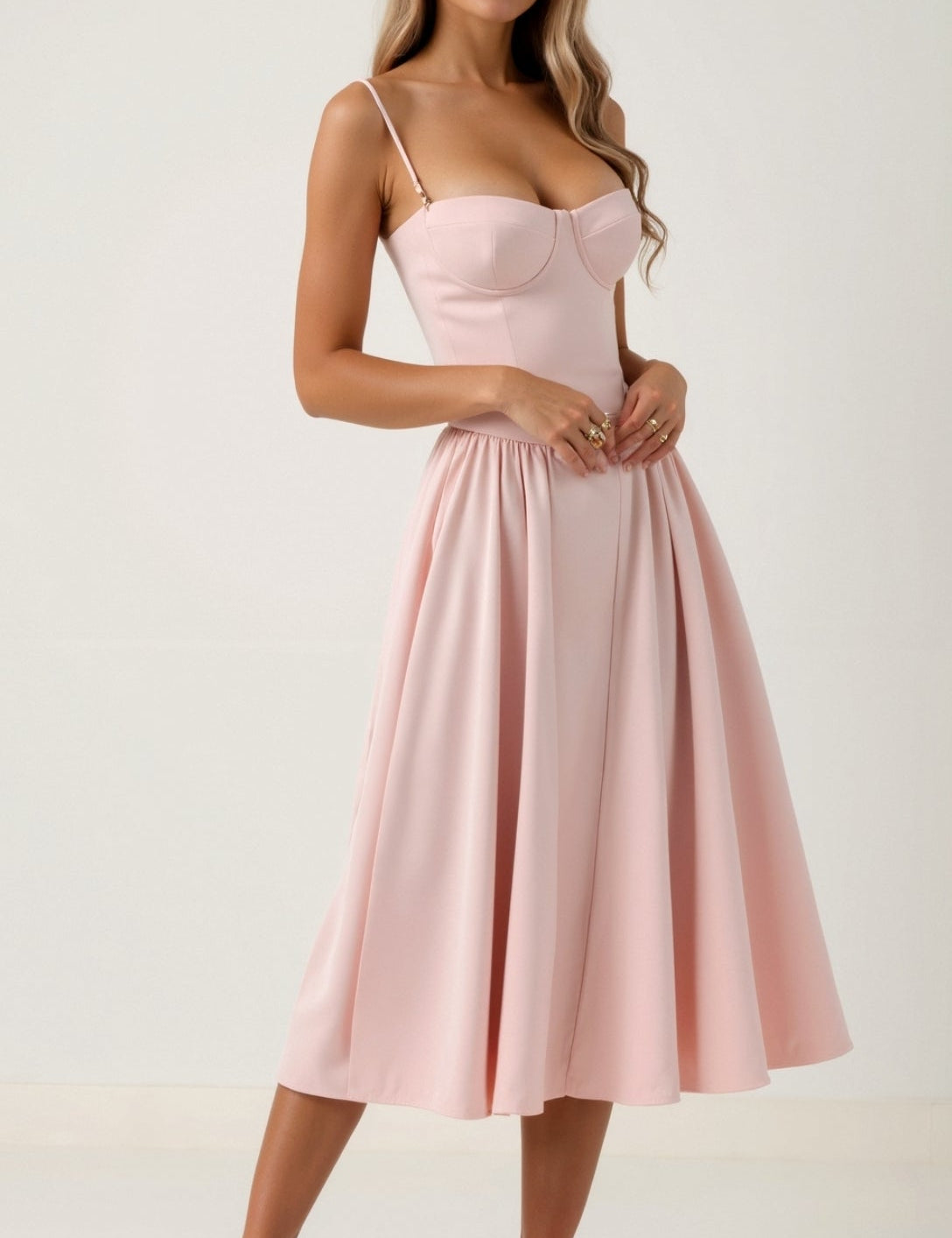 Odete - Vestido midi corpete estruturado