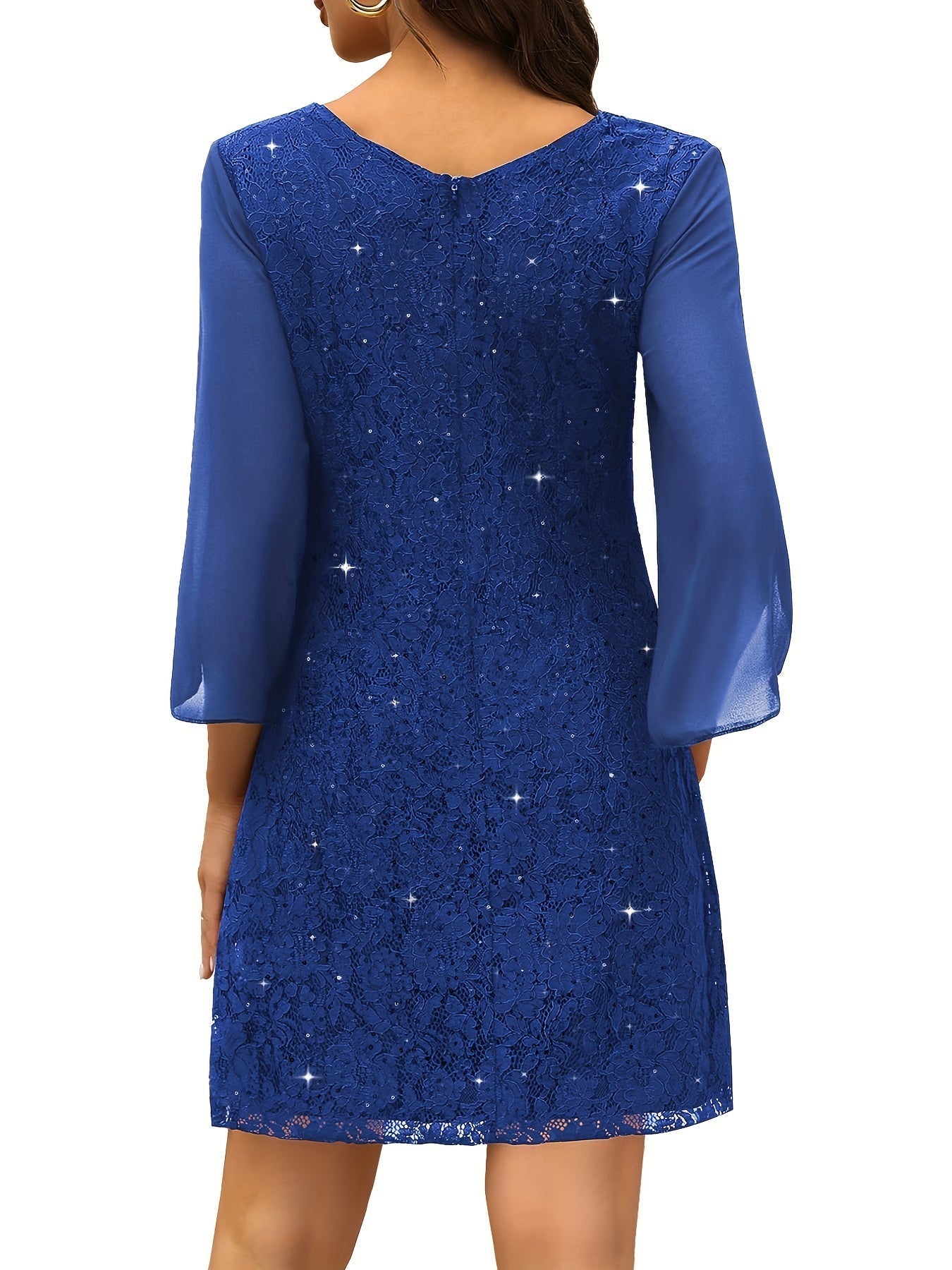 Carlota | Vestido de Renda Brilhante Manga Capa