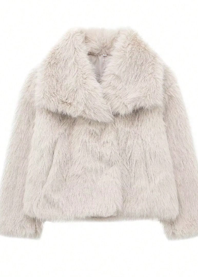 Casaco de Pelo Elegante e Macio com Gola Fofa – Perfeito para o Inverno