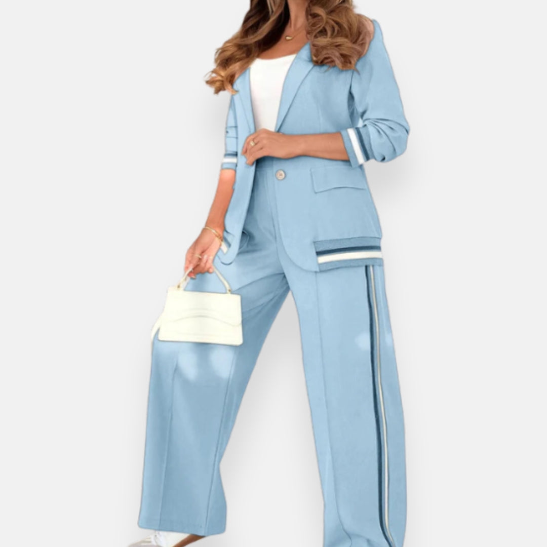 Lúcia | Conjunto de blazer moderno com calças largas