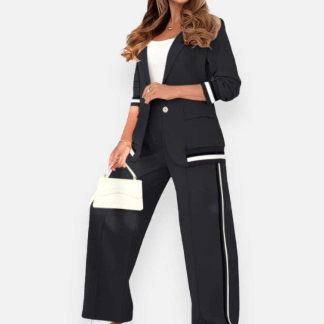 Lúcia | Conjunto de blazer moderno com calças largas