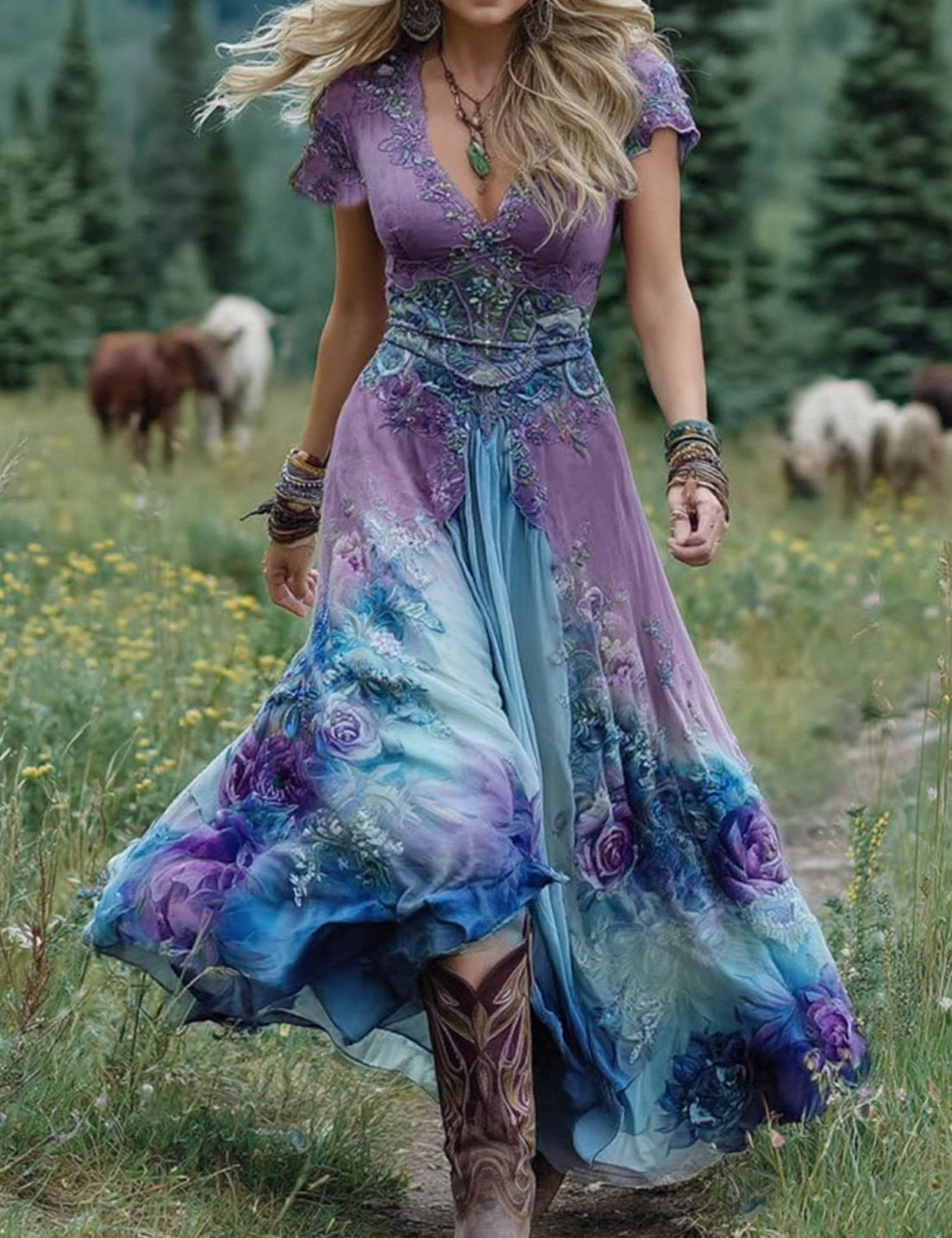 Serena - Vestido Maxi Curto Floral