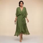 Vestido Celeste Chiffon Fluido