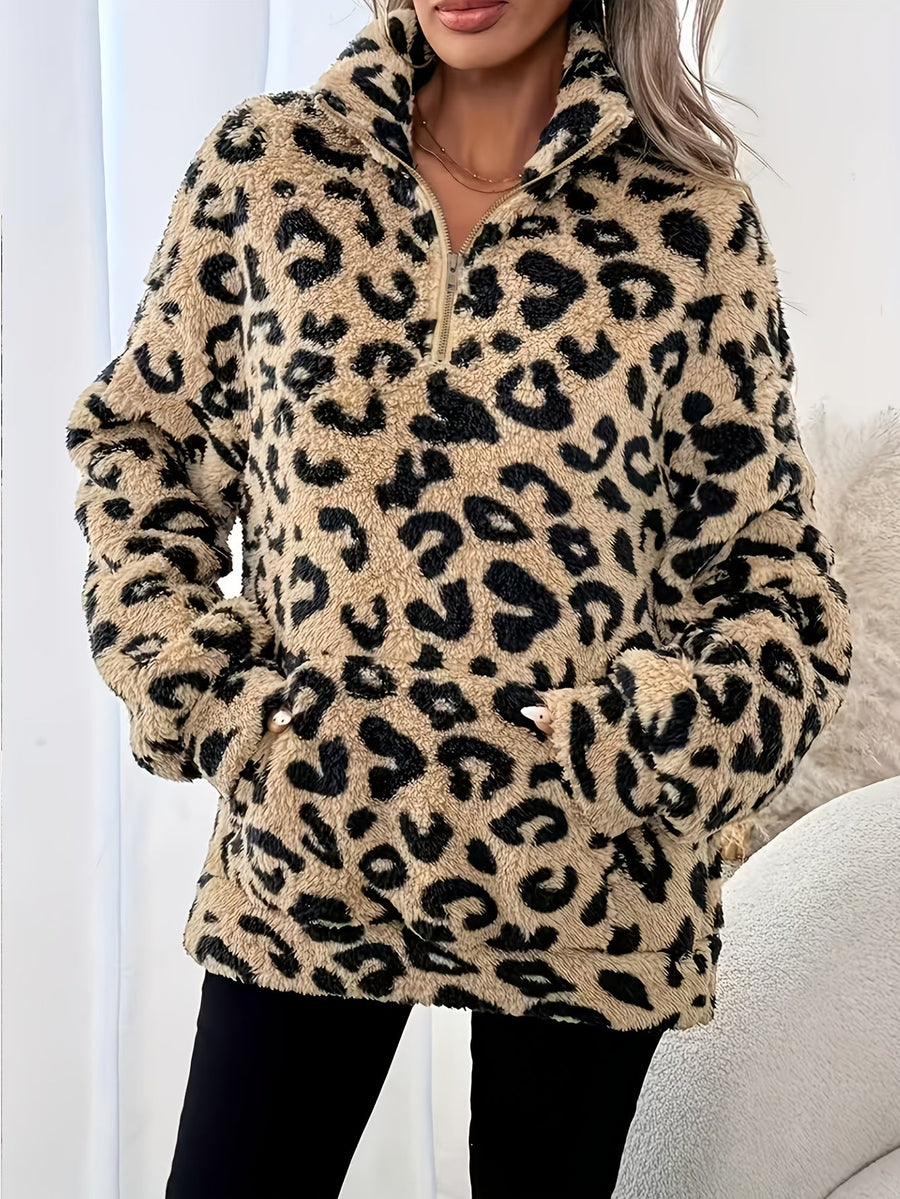 Sweat Plush Animal Print com Fecho