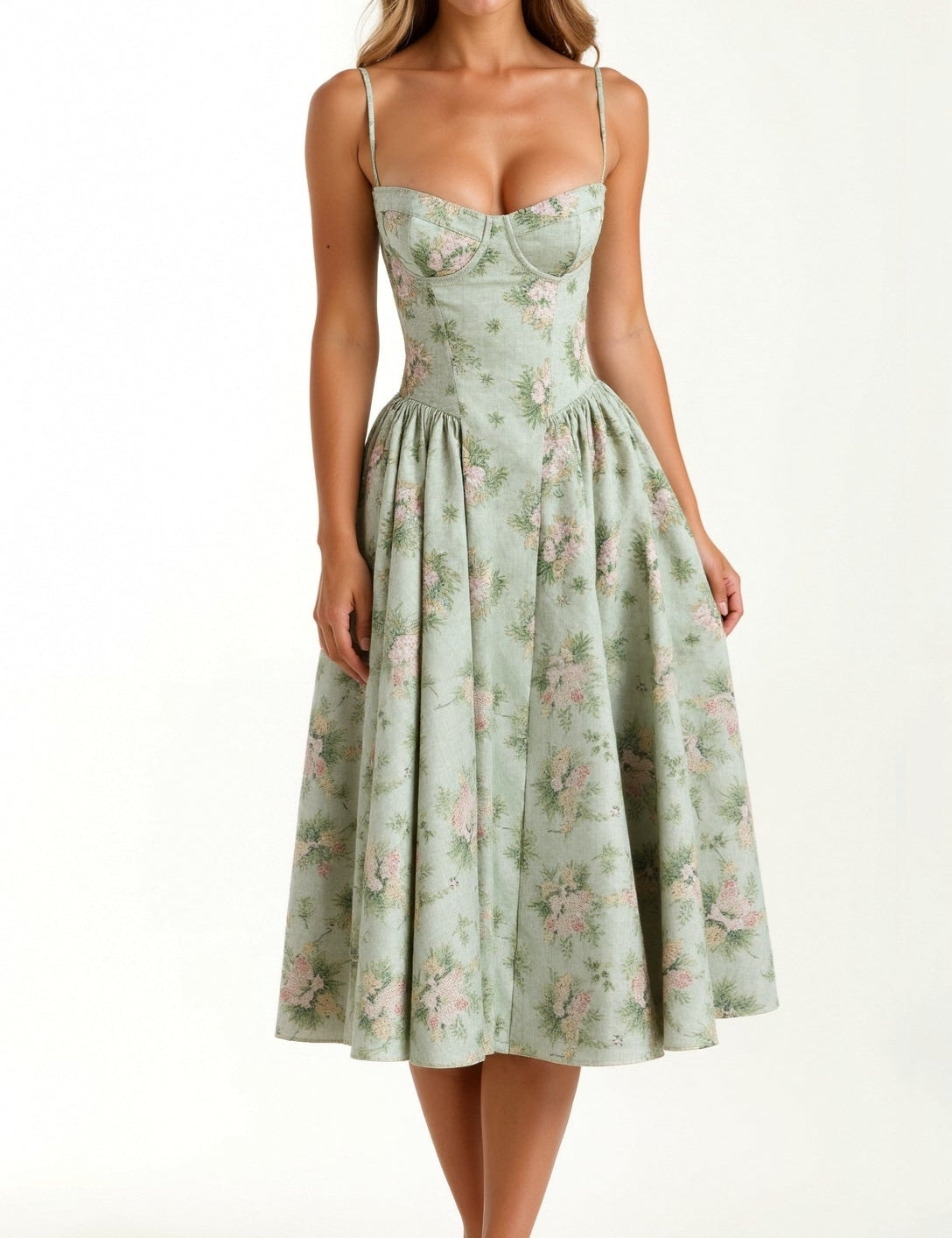 Odete - Vestido midi corpete estruturado