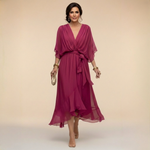 Vestido Celeste Chiffon Fluido