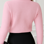 Suéter de Tricô Rosa Claro com Gola Alta – Estilo Confortável e Sofisticado