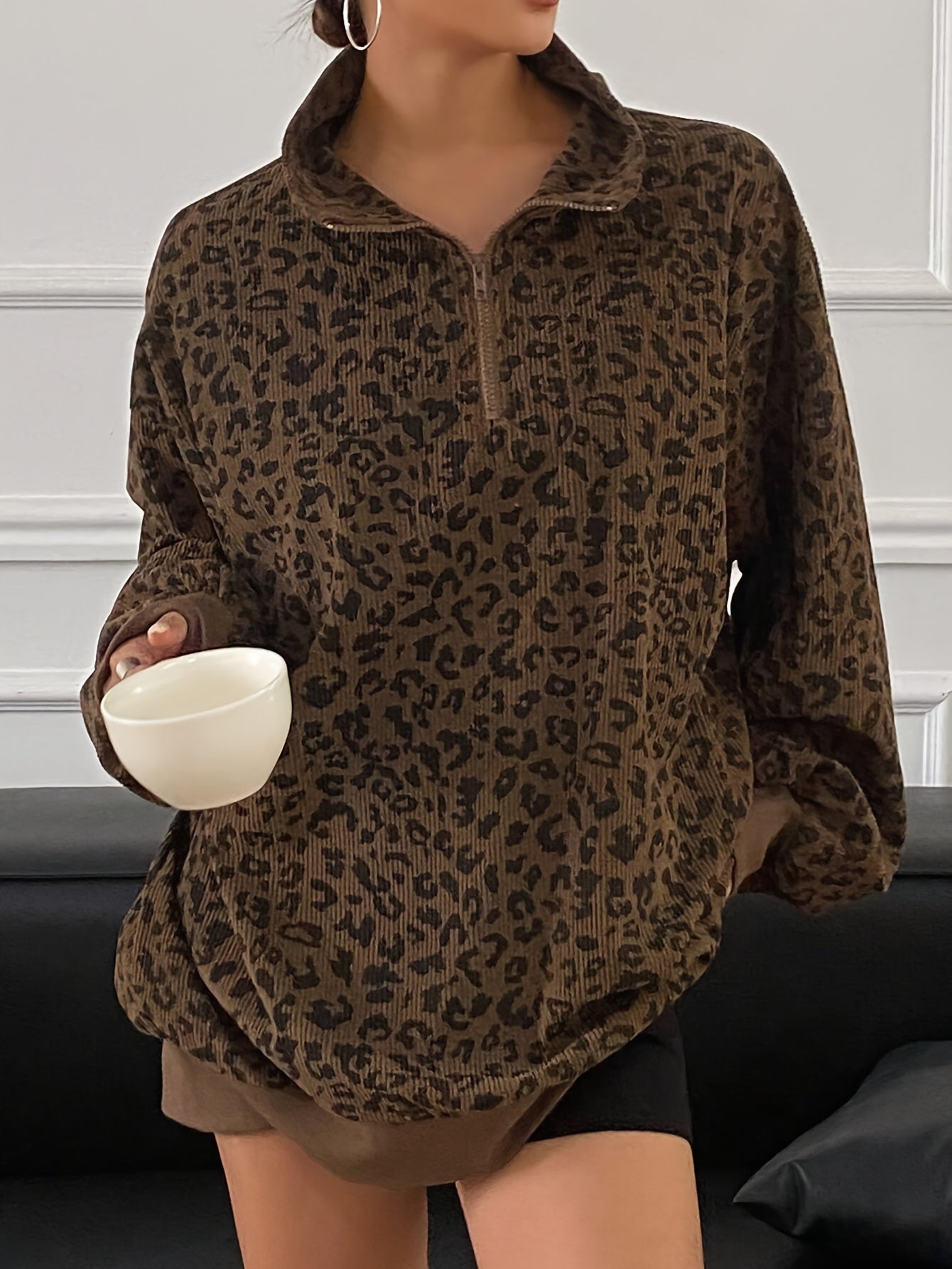 Sweat Oversized Animal Print com Zíper
