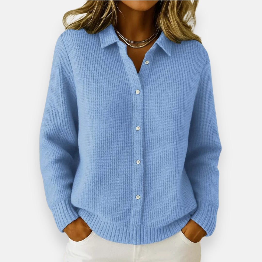 Lívia | Conjunto de malha canelada (3 peças) - Cardigan elegante em malha, perfeito para compor looks sofisticados e confortáveis.