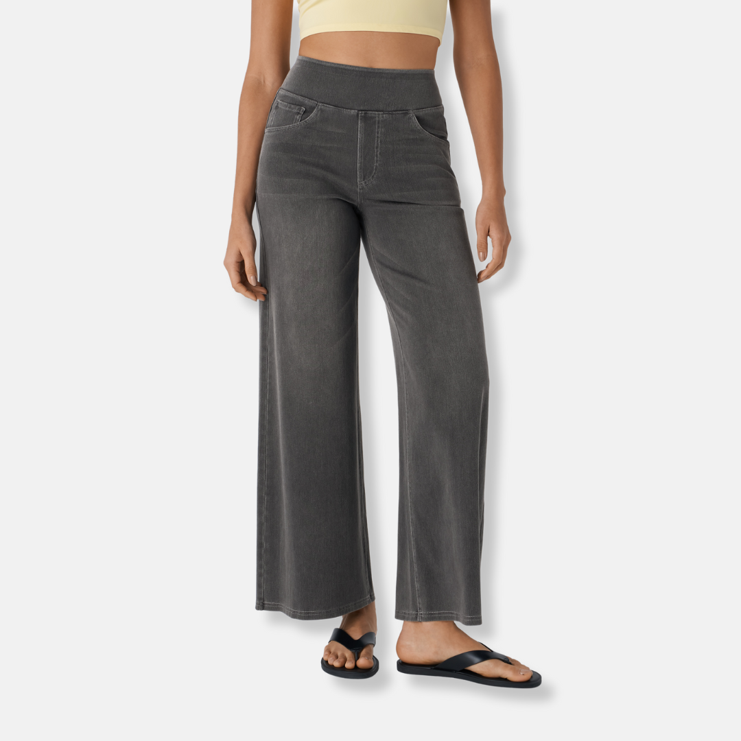 Sofia | Conjunto de Calças de Ganga Perna Larga e Cintura Alta