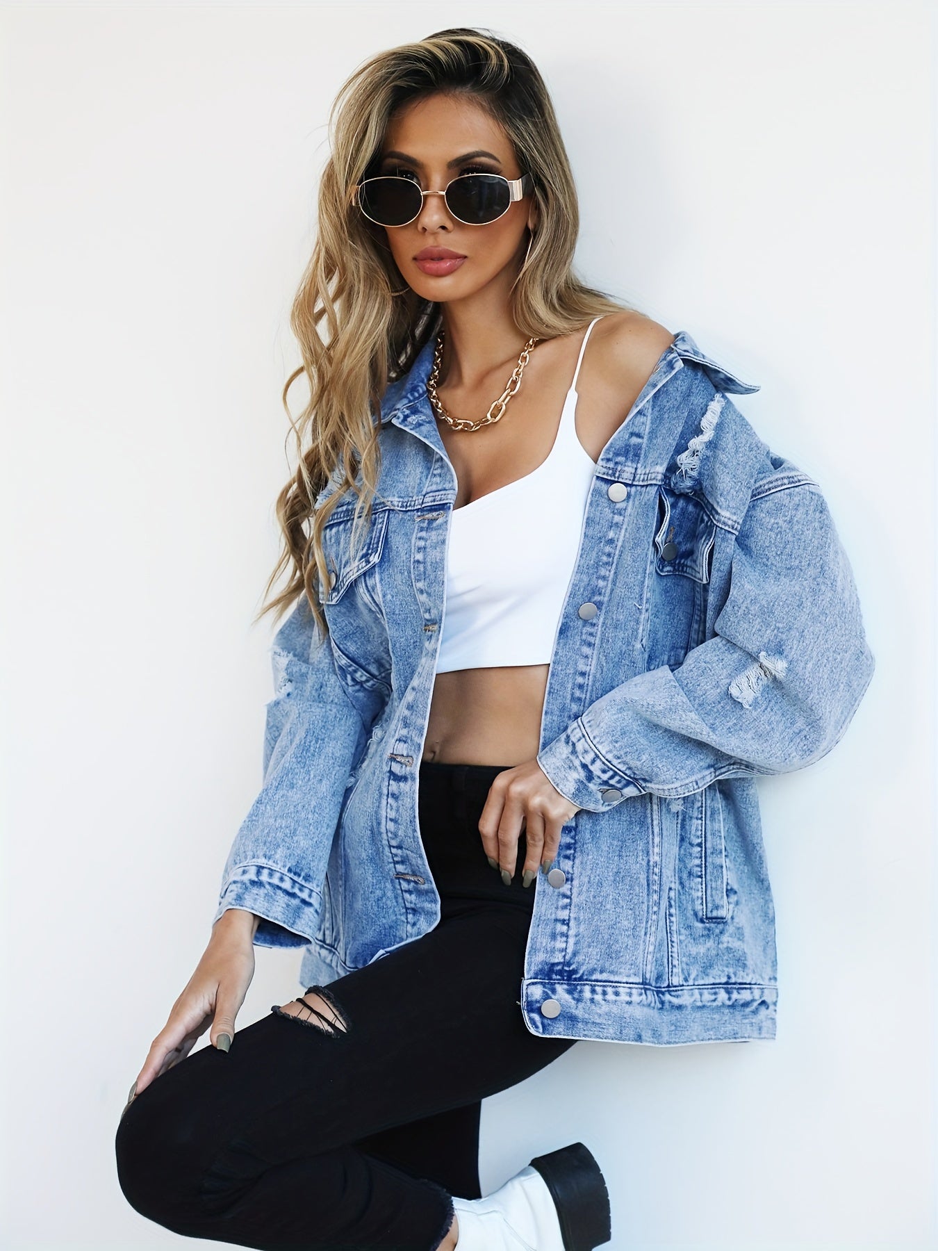 Casaco Denim Oversized Contemporâneo