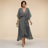 Vestido Celeste Chiffon Fluido