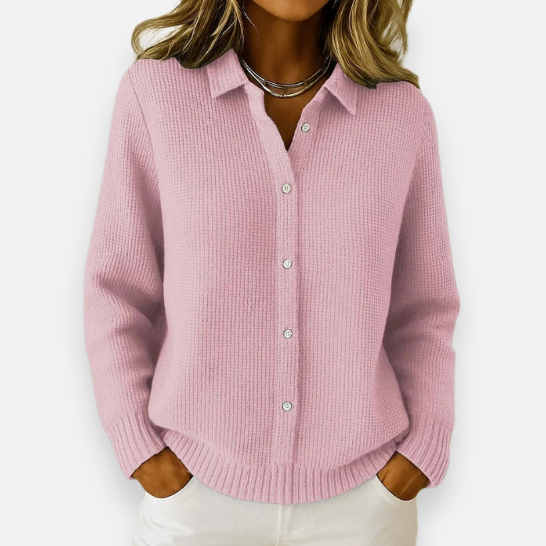 Lívia | Conjunto de malha canelada (3 peças) - Cardigan elegante em malha, perfeito para compor looks sofisticados e confortáveis.