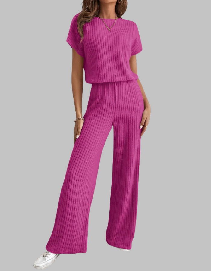 MAGGIE™ - Conjunto Casual de Top de Manga Curta e Calças