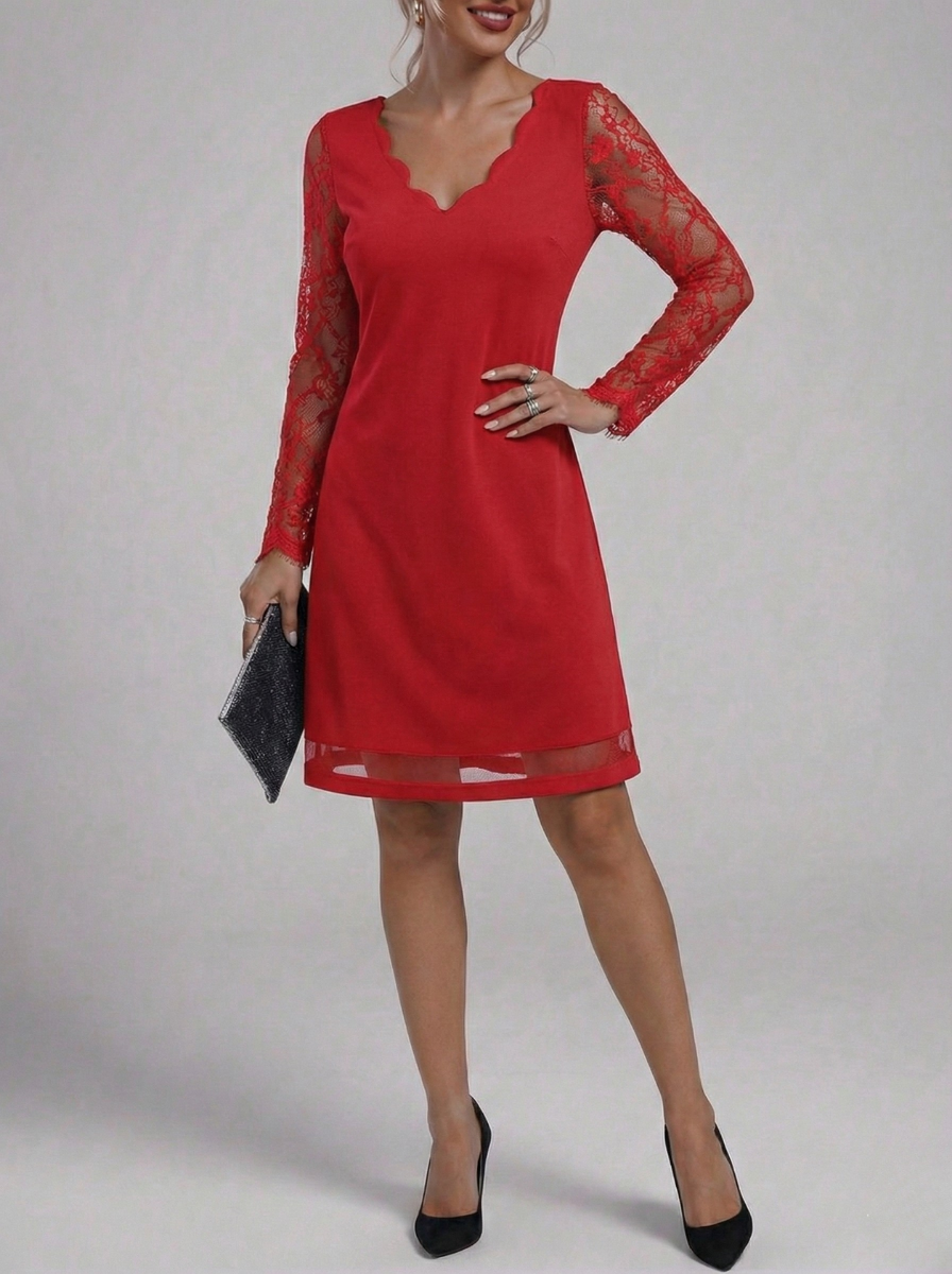 Beatriz | Vestido Curto Manga Comprida Renda