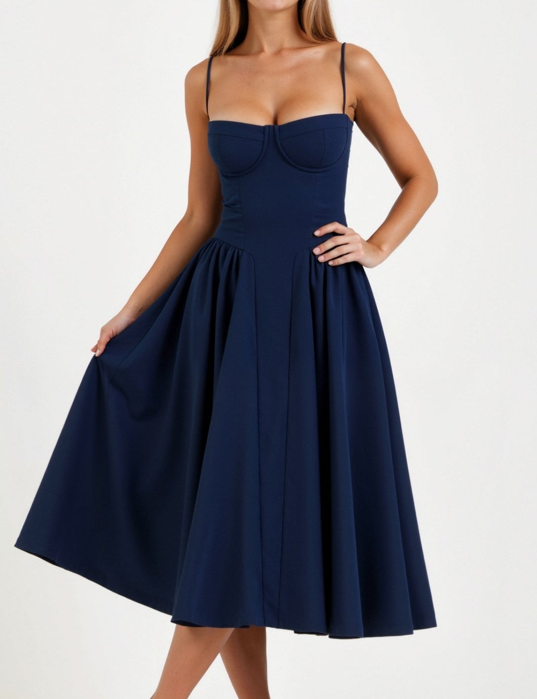 Odete - Vestido midi corpete estruturado