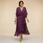 Vestido Celeste Chiffon Fluido
