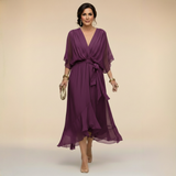 Vestido Celeste Chiffon Fluido