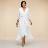 Vestido Celeste Chiffon Fluido