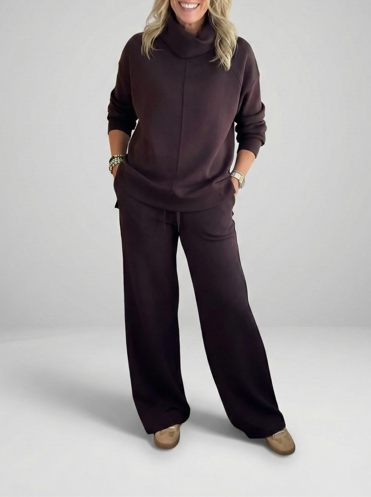 Título reescrito: **Sofia | Conjunto de malha canelada (3 peças) - Doçura & Elegância no Dia-a-Dia**