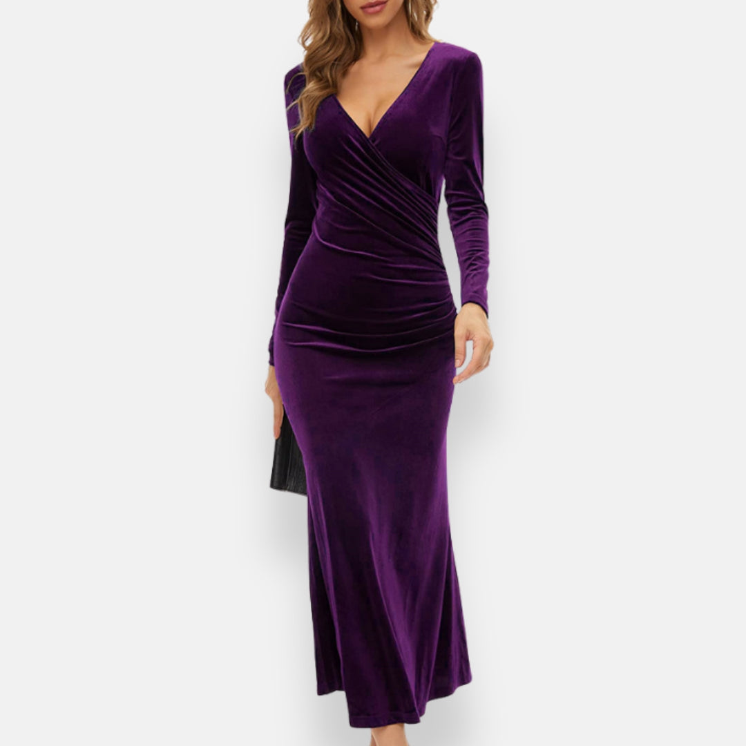 Lívia | Conjunto de robe longo com decote em V