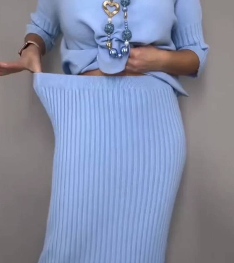 Debora | Ensemble en maille avec jupe côtelée