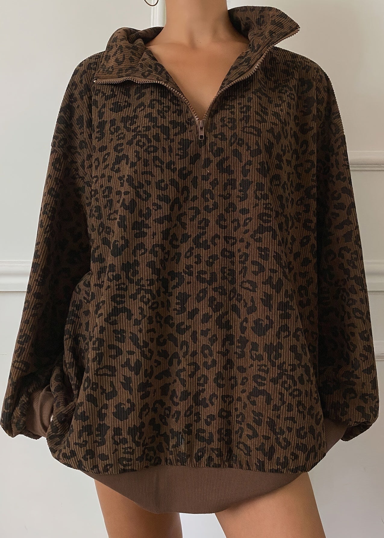 Sweat Oversized Animal Print com Zíper