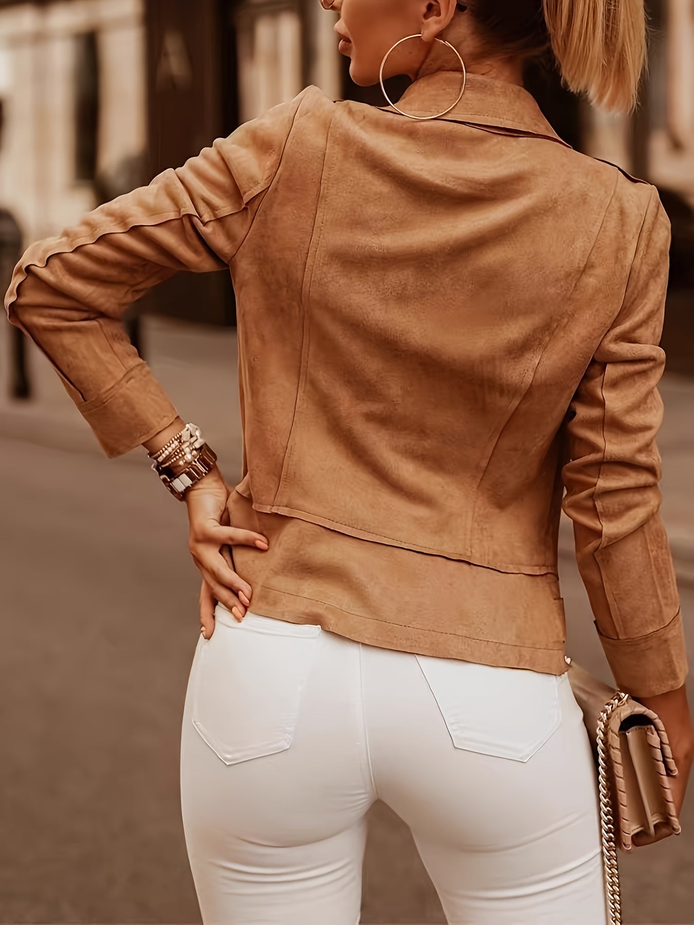 Casaco Biker Suede Elegante