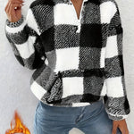 Sweat Xadrez Plush com Gola Alta