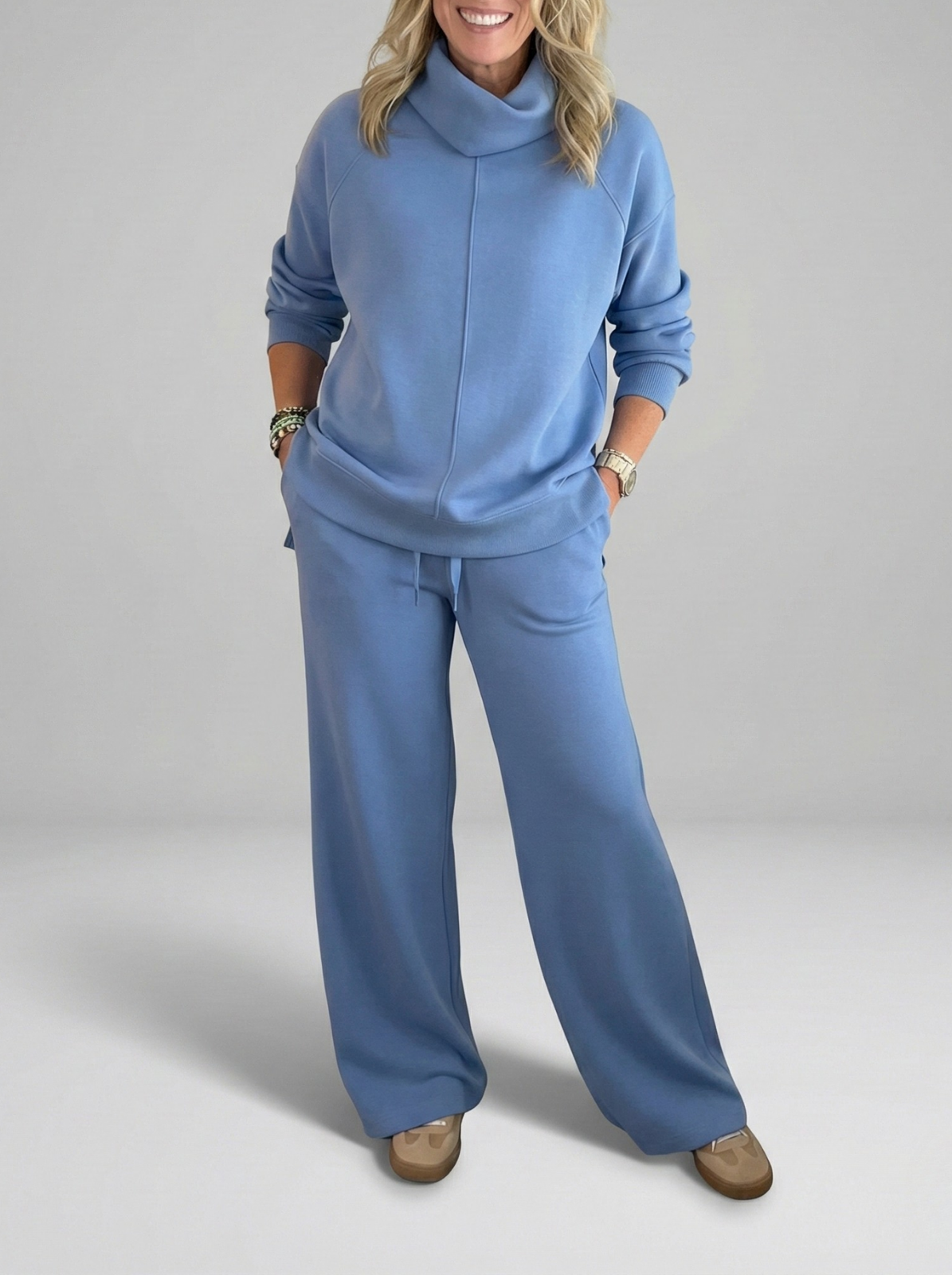 Título reescrito: **Sofia | Conjunto de malha canelada (3 peças) - Doçura & Elegância no Dia-a-Dia**