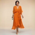 Vestido Celeste Chiffon Fluido
