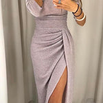 Natália - Vestido chique ombros descobertos