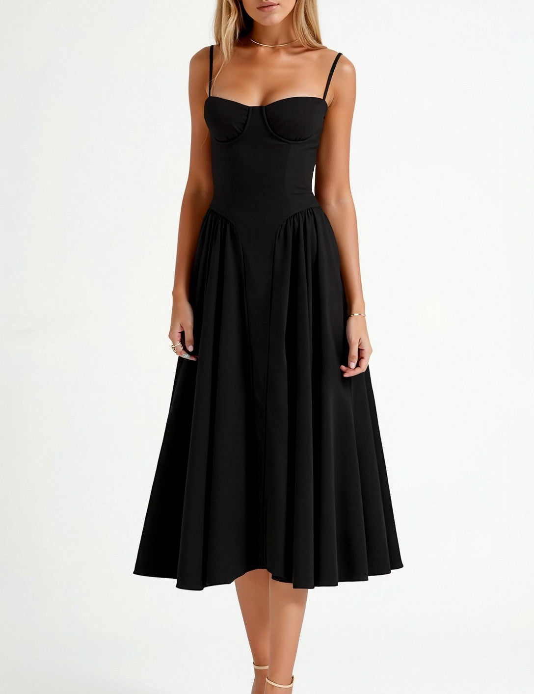 Odete - Vestido midi corpete estruturado