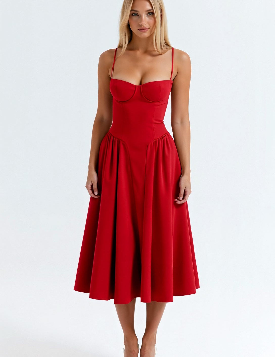 Odete - Vestido midi corpete estruturado