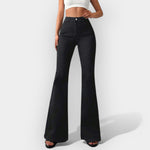 Calças de ganga de cintura alta e corte bootcut