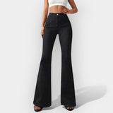 Calças de ganga de cintura alta e corte bootcut