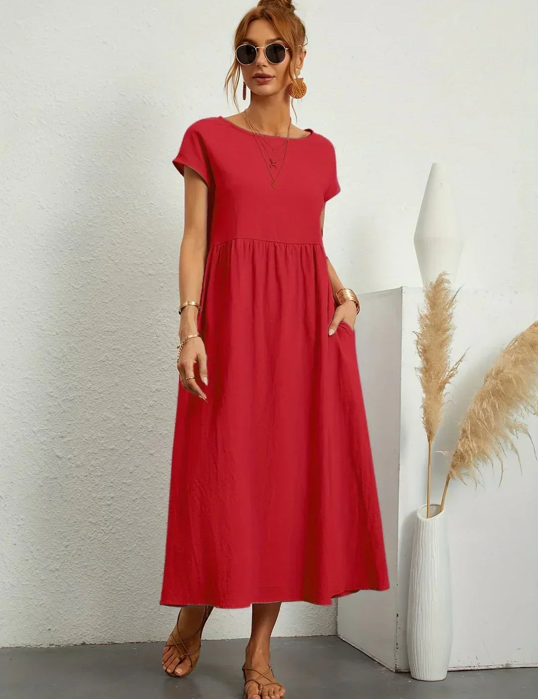Inês — Vestido midi fluido de elegância intemporal