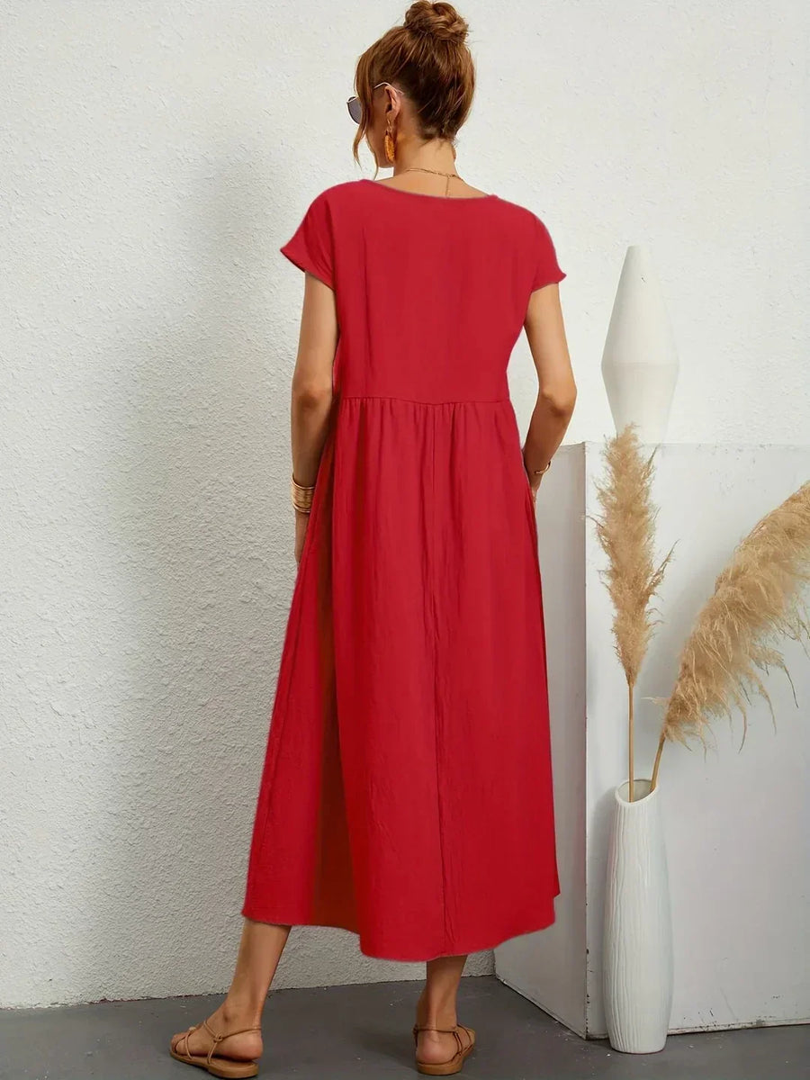 Inês — Vestido midi fluido de elegância intemporal