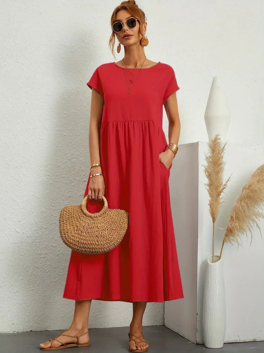 Inês — Vestido midi fluido de elegância intemporal