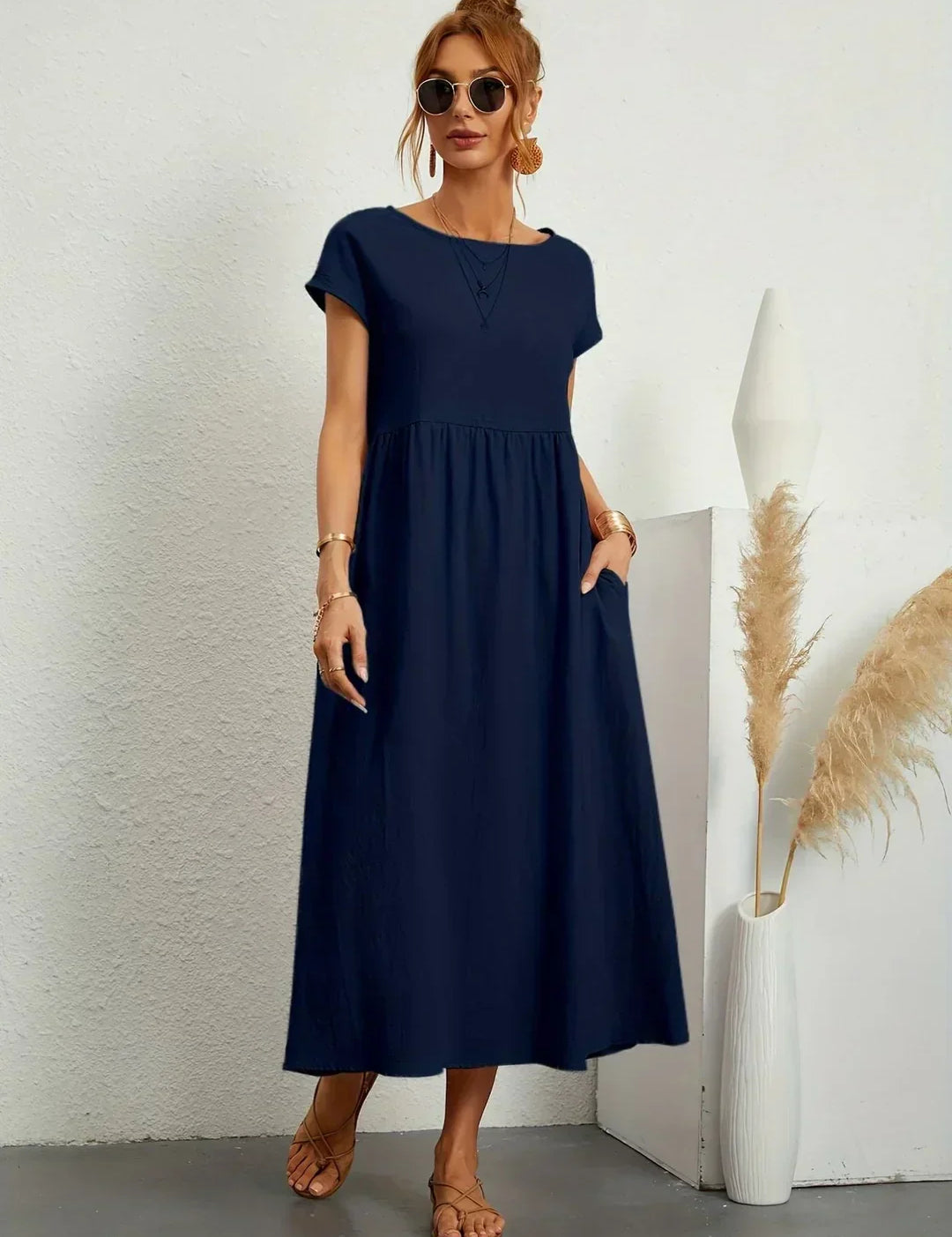 Inês — Vestido midi fluido de elegância intemporal
