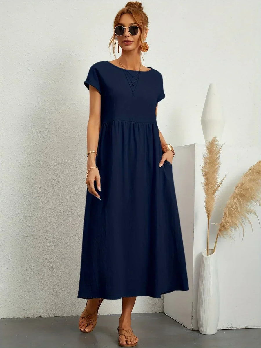 Inês — Vestido midi fluido de elegância intemporal