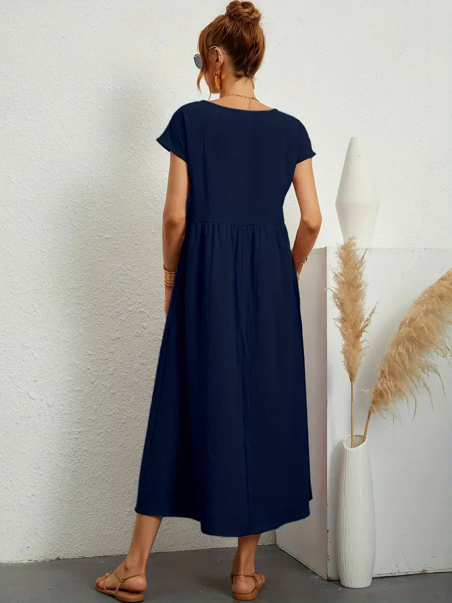 Inês — Vestido midi fluido de elegância intemporal
