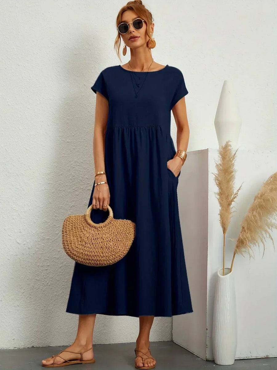 Inês — Vestido midi fluido de elegância intemporal