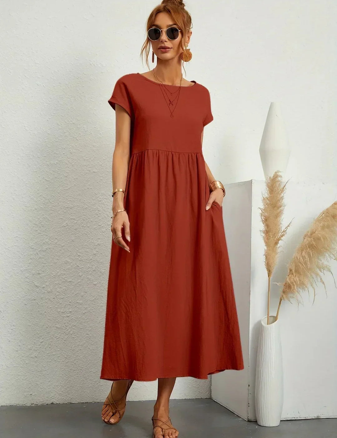 Inês — Vestido midi fluido de elegância intemporal