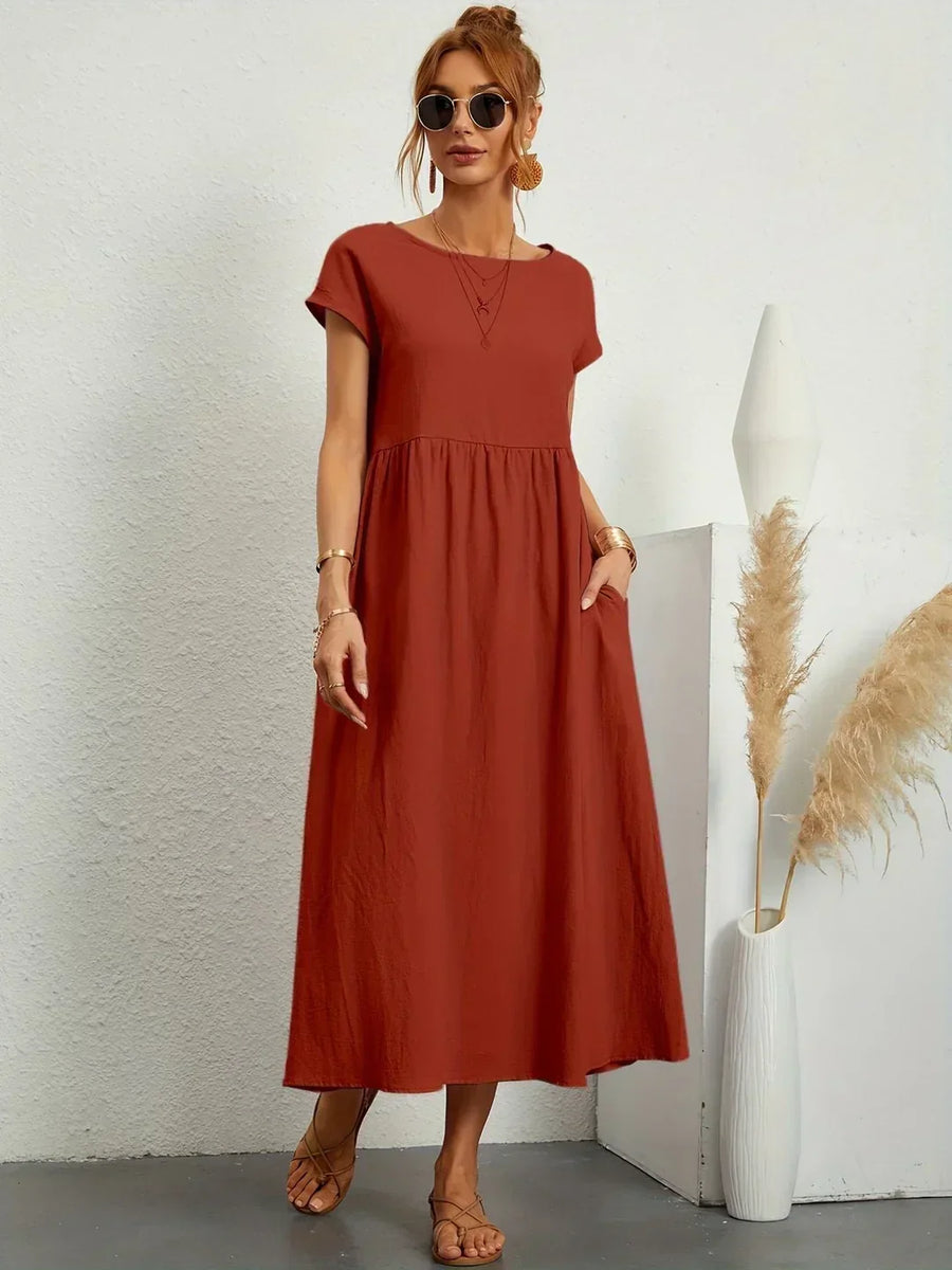 Inês — Vestido midi fluido de elegância intemporal