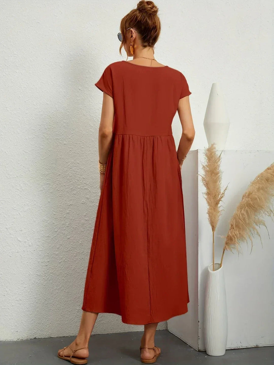 Inês — Vestido midi fluido de elegância intemporal
