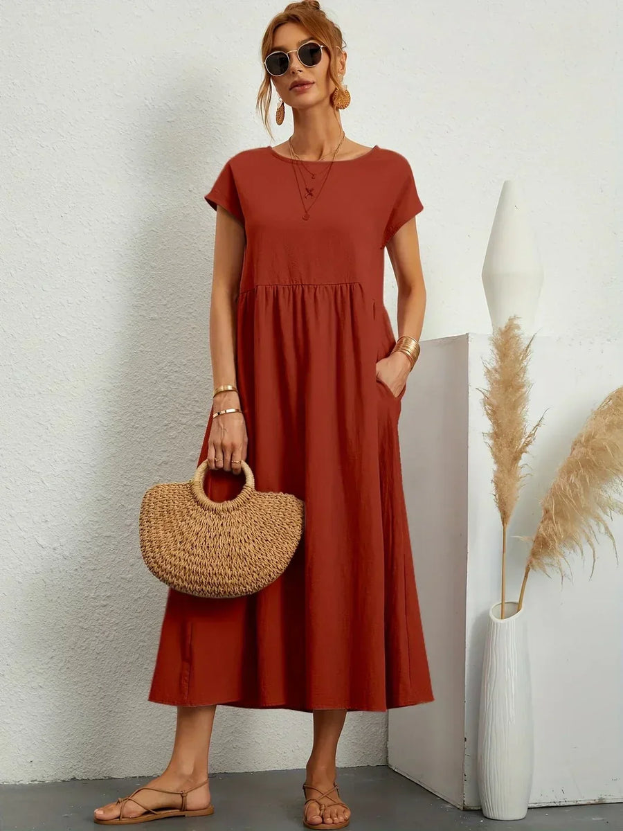 Inês — Vestido midi fluido de elegância intemporal