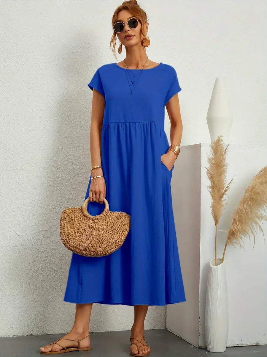 Inês — Vestido midi fluido de elegância intemporal